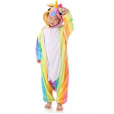 Детская пижама кигуруми радужный единорог 130 см