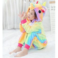 Детская пижама кигуруми радужный единорог 110 см