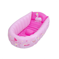Надувная детская портативная ванночка бассейн для купания, отдыха и пляжа Лебедь (Розовый)