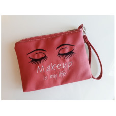 Косметичка с вышивкой Makeup is my life Розовая