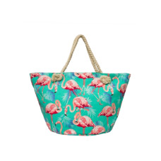 Пляжная сумка Бирюзовая с принтом Flamingo