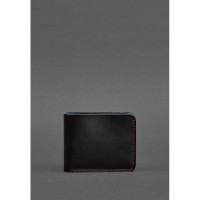 Чоловіче шкіряне портмоне 4.1 (4 кишені) чорне з червоною ниткою