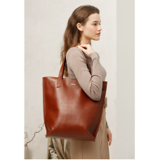 Шкіряна жіноча сумка шоппер D.D. світло-коричнева
