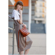 Шкіряна плетена жіноча сумка Пазл M світло-коричнева Krast