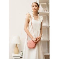 Шкіряна кругла жіноча сумка Бон-Бон рожева