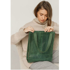 Шкіряна жіноча сумка шоппер Бетсі зелена