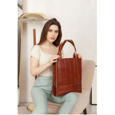 Шкіряна жіноча сумка шоппер Бетсі сітло-коричнева краст