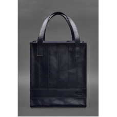 Шкіряна жіноча сумка шоппер Бетсі темно-синій краст