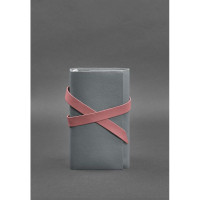 Жіночий шкіряний блокнот (Софт-бук) 1.0 Сірий з рожевим