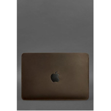 Горизонтальний шкіряний чохол для MacBook Pro 14 '' Темно-коричневий