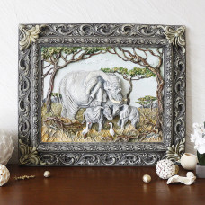 Панно картина объемная Семья слонов Гранд Презент КР 906 цветная